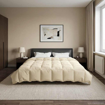 Vol jaar dekbed Gekwilt Crème 220 x 240 cm Microfiber