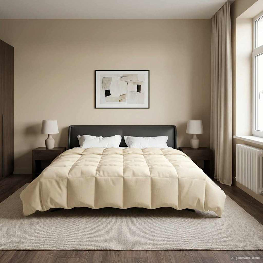 Vol jaar dekbed Gekwilt Crème 240 x 260 cm Microfiber