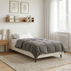 Winter Duvet Quilted Light Grey 155 x 200 cm Microfiber