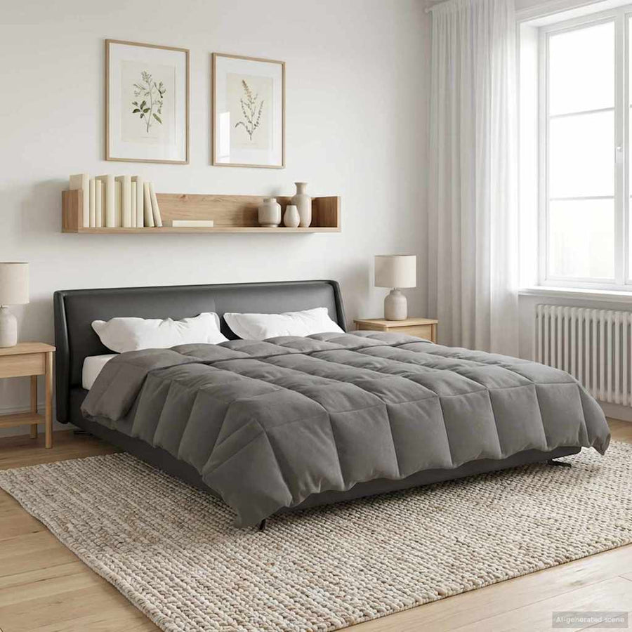 Winter Dekbed Gekwilt Lichtgrijs 200 x 200 cm Microfiber