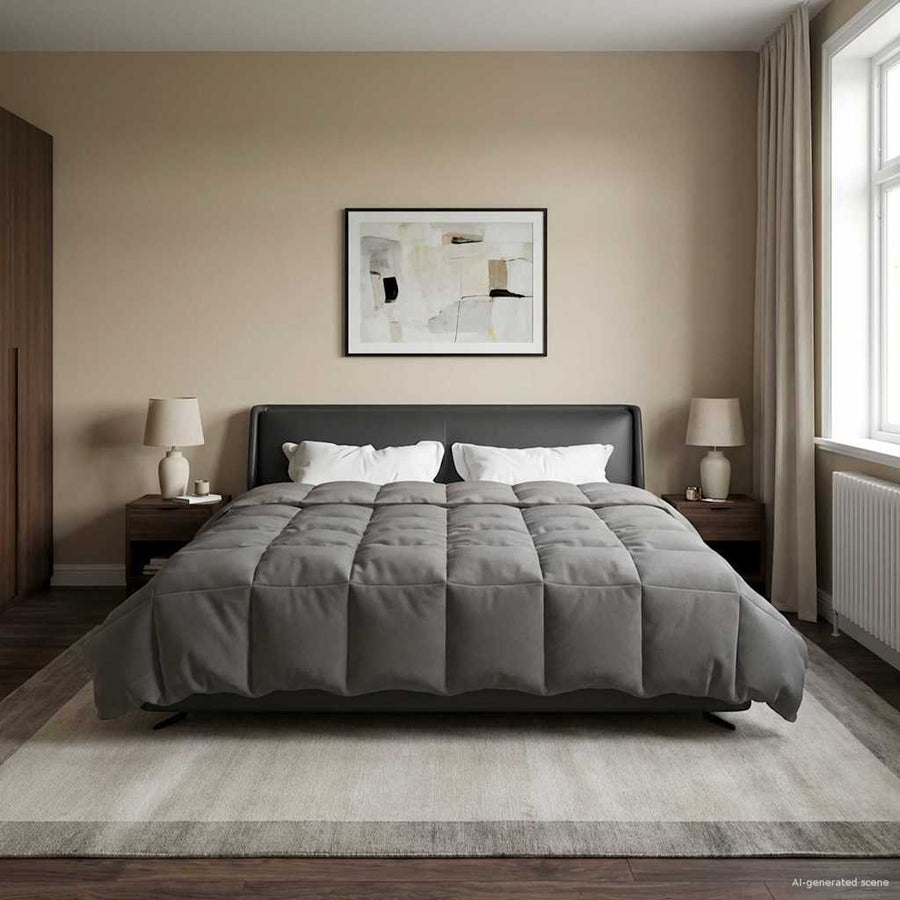 Winter Dekbed Gekwilt Lichtgrijs 200 x 200 cm Microfiber