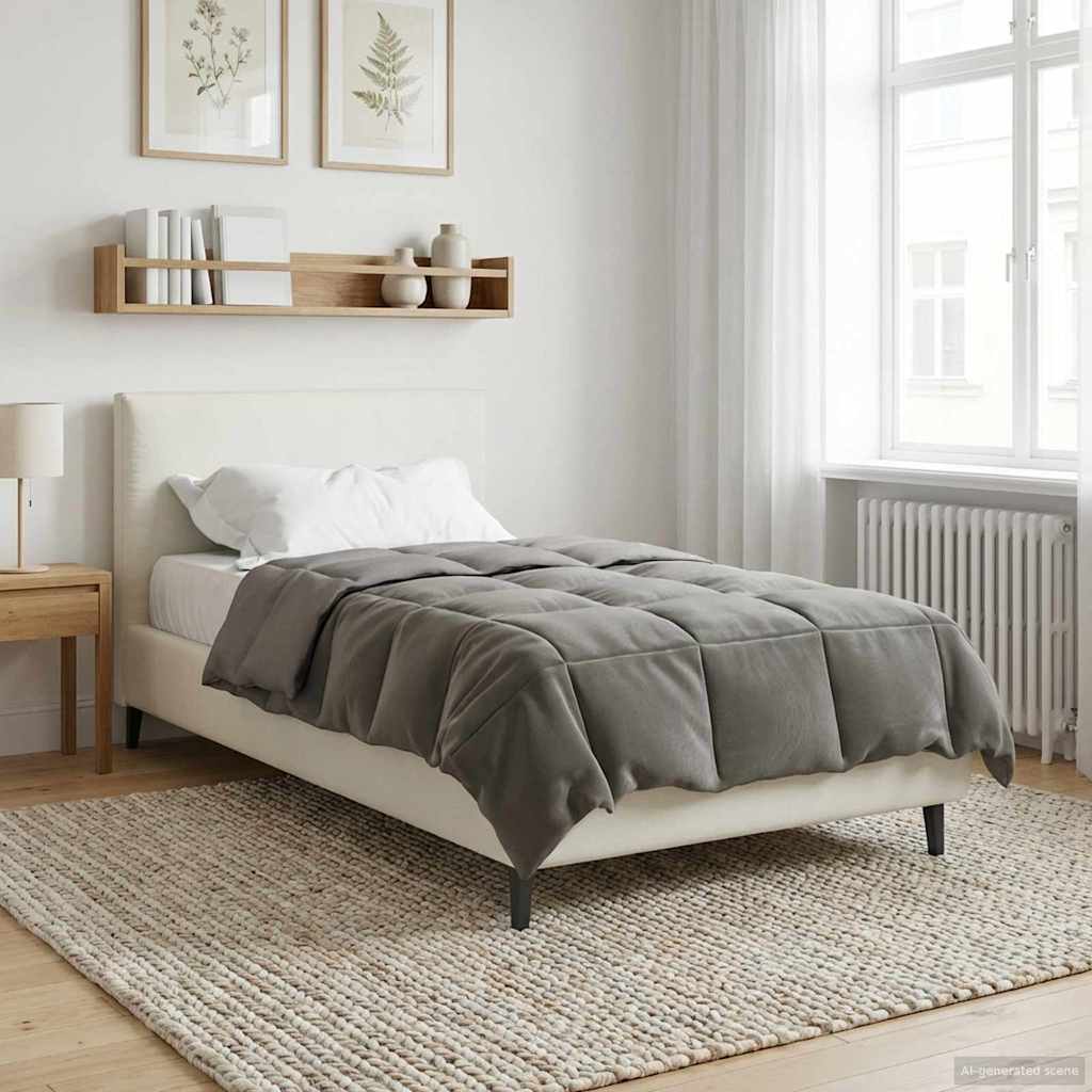 Winter Dekbed Gekwilt Lichtgrijs 135 x 200 cm Microfiber