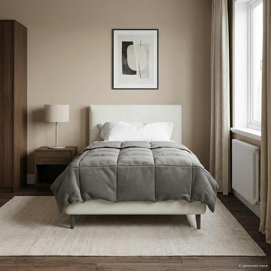 Winter Dekbed Gekwilt Lichtgrijs 135 x 200 cm Microfiber