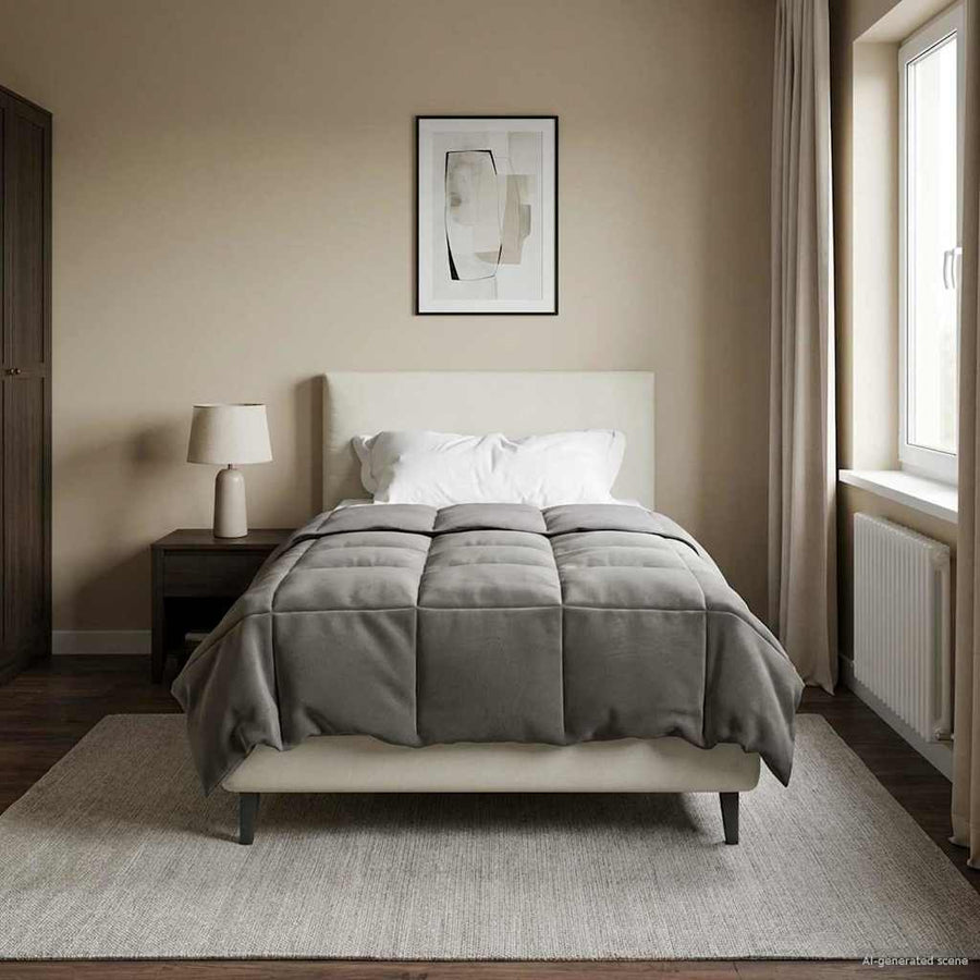 Winter Dekbed Gekwilt Lichtgrijs 155 x 220 cm Microfiber