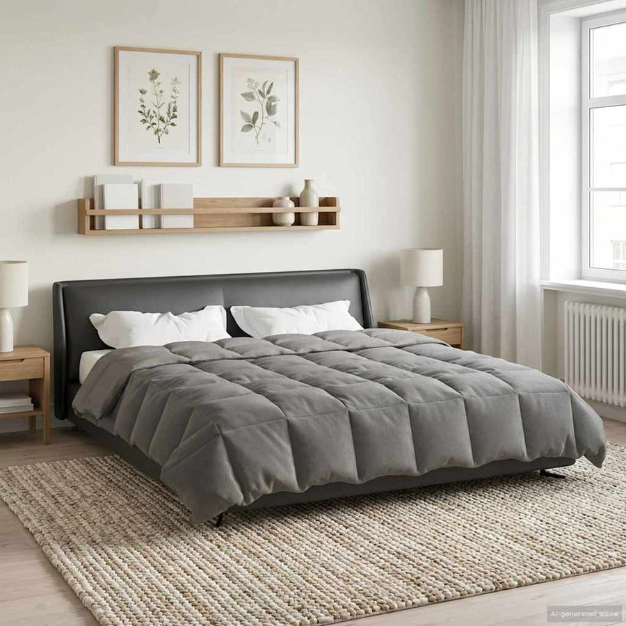 Winter Dekbed Gekwilt Lichtgrijs 200 x 220 cm Microfiber