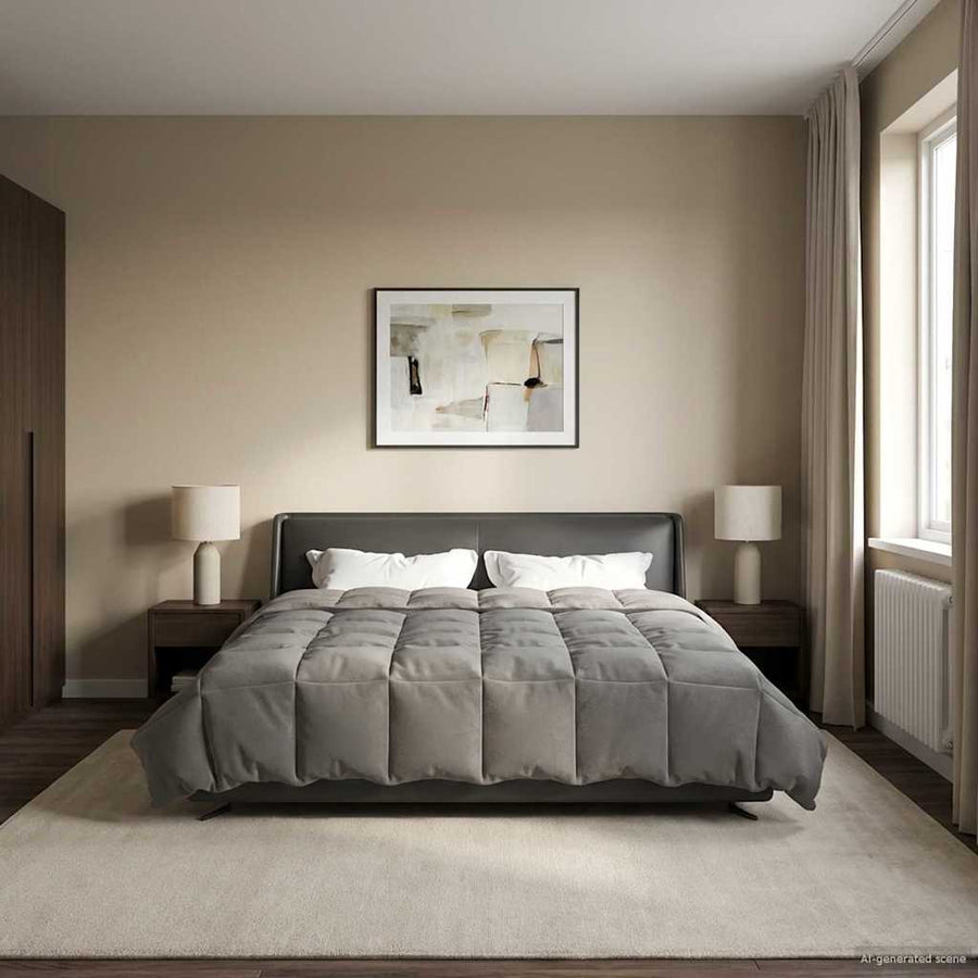 Winter Dekbed Gekwilt Lichtgrijs 200 x 220 cm Microfiber