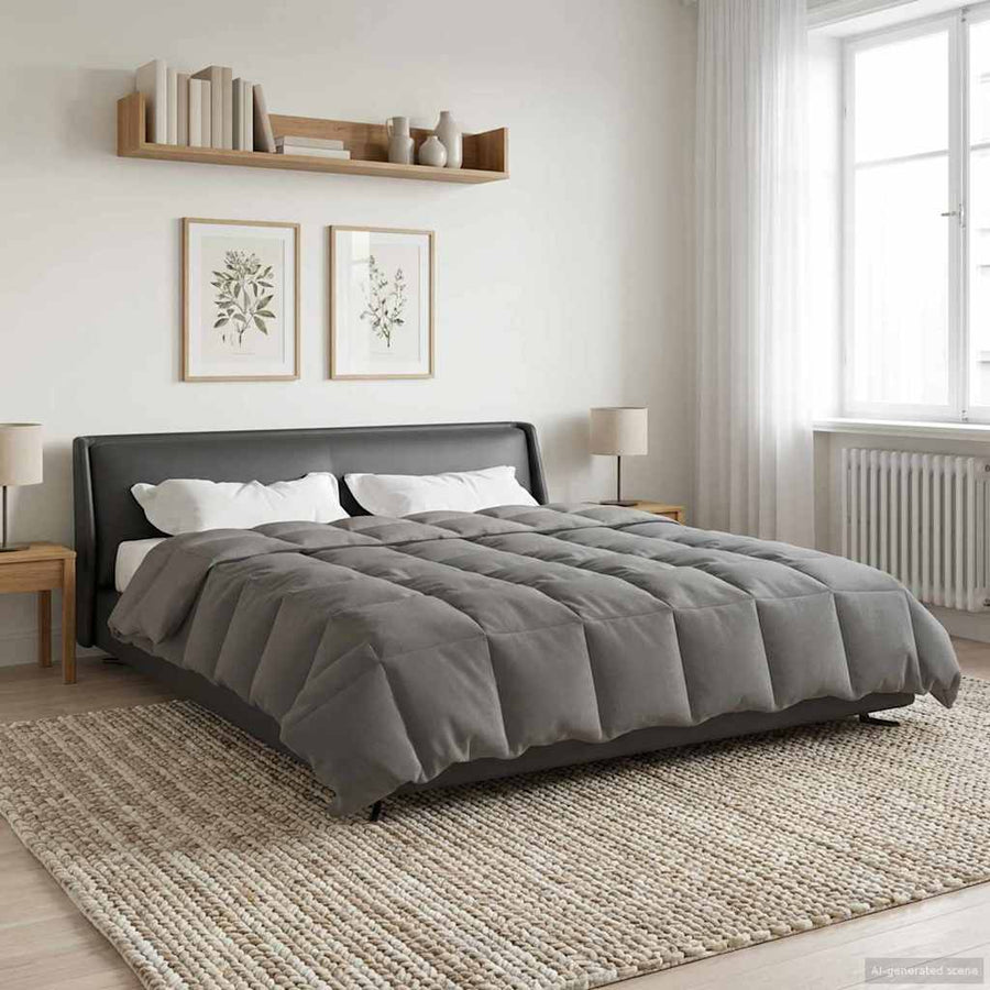 Winter Dekbed Gekwilt Lichtgrijs 220 x 260 cm Microfiber
