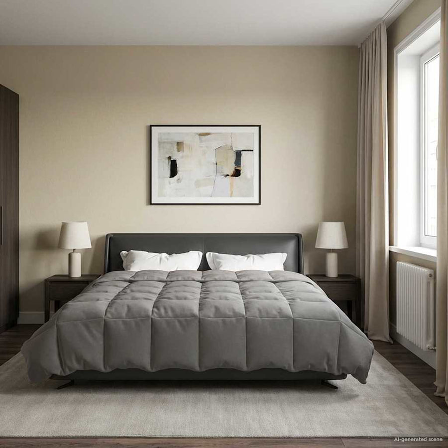 Winter Dekbed Gekwilt Lichtgrijs 220 x 260 cm Microfiber