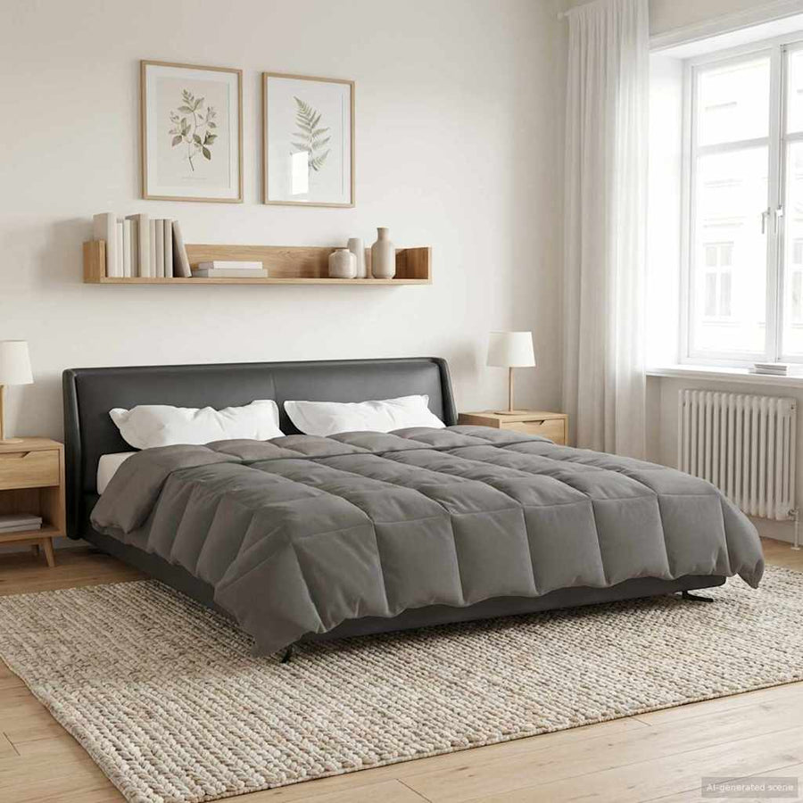 Winter Dekbed Gekwilt Lichtgrijs 240 x 260 cm Microfiber