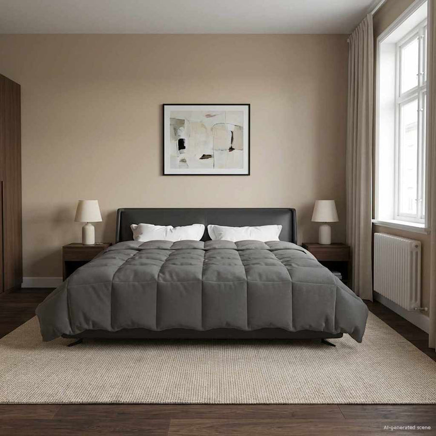 Winter Dekbed Gekwilt Lichtgrijs 240 x 260 cm Microfiber