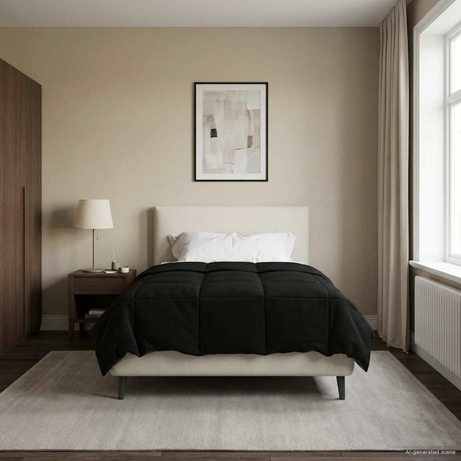 Winter Dekbed Gekwilt Zwart 135 x 200 cm Microfiber