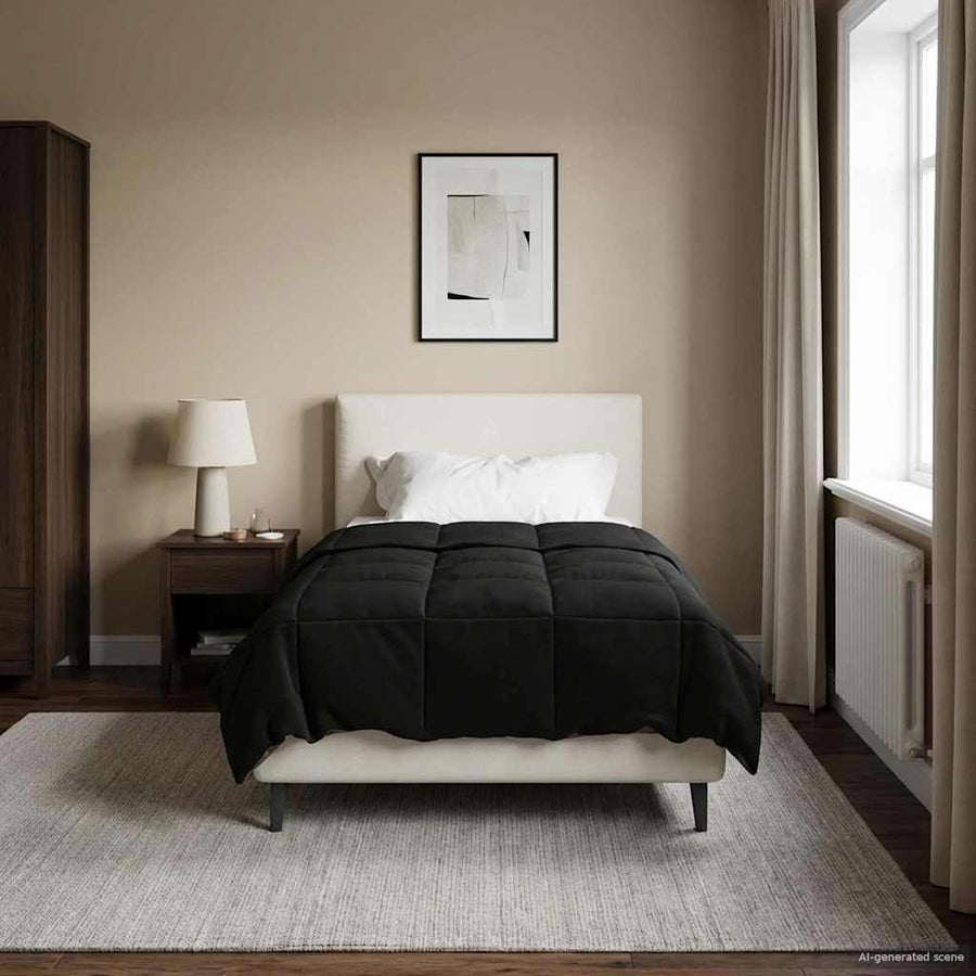 Winter Dekbed Gekwilt Zwart 140 x 220 cm Microfiber