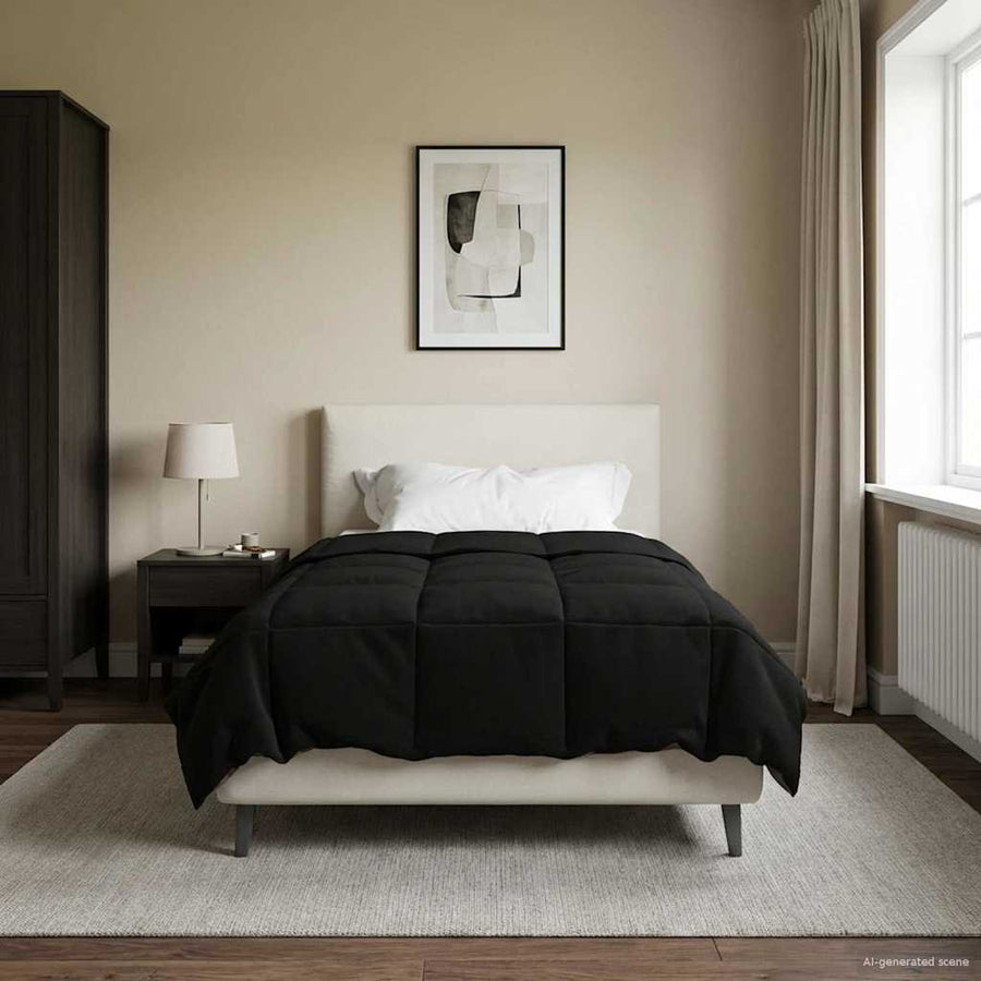 Winter Dekbed Gekwilt Zwart 155 x 200 cm Microfiber