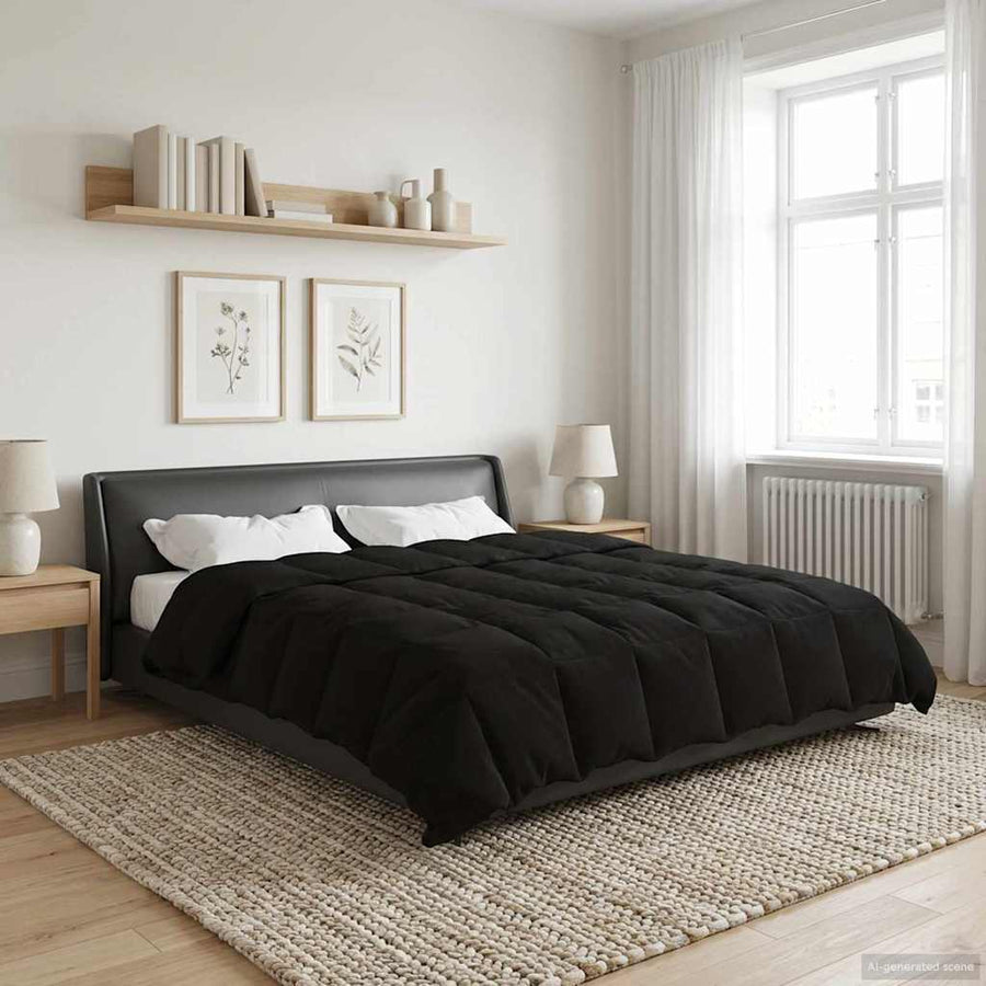 Winter Dekbed Gekwilt Zwart 200 x 200 cm Microfiber