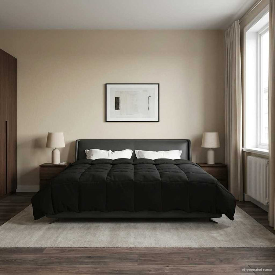 Winter Dekbed Gekwilt Zwart 200 x 200 cm Microfiber