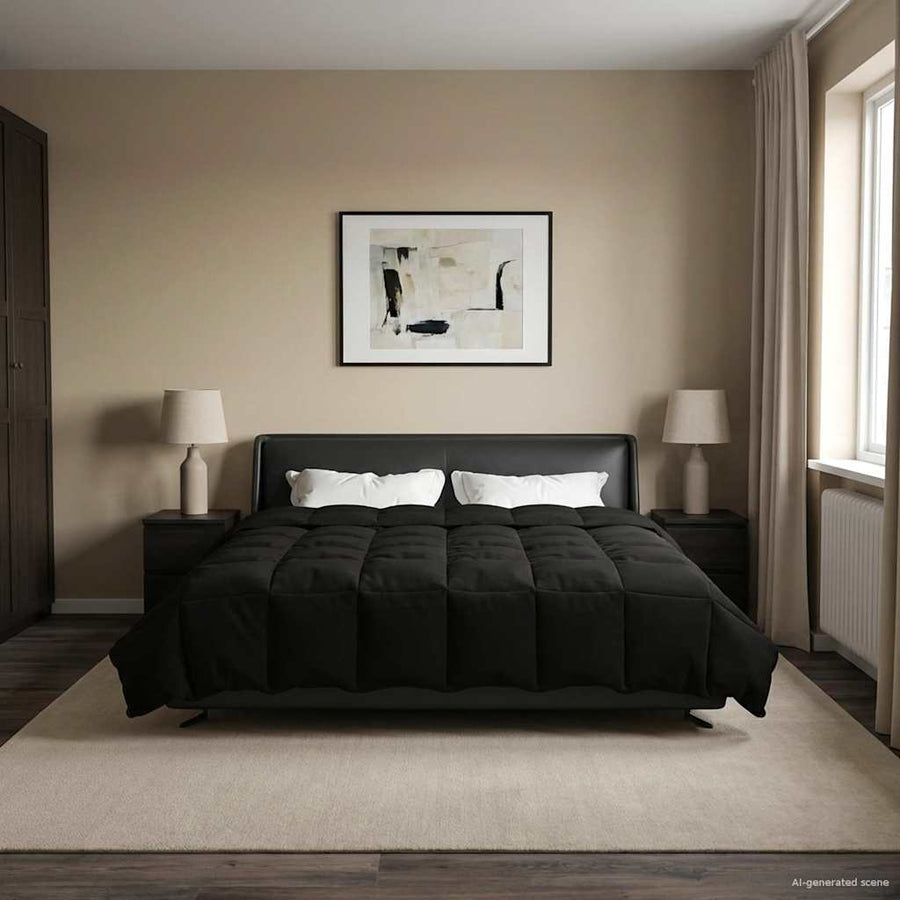 Winter Dekbed Gekwilt Zwart 200 x 240 cm Microfiber