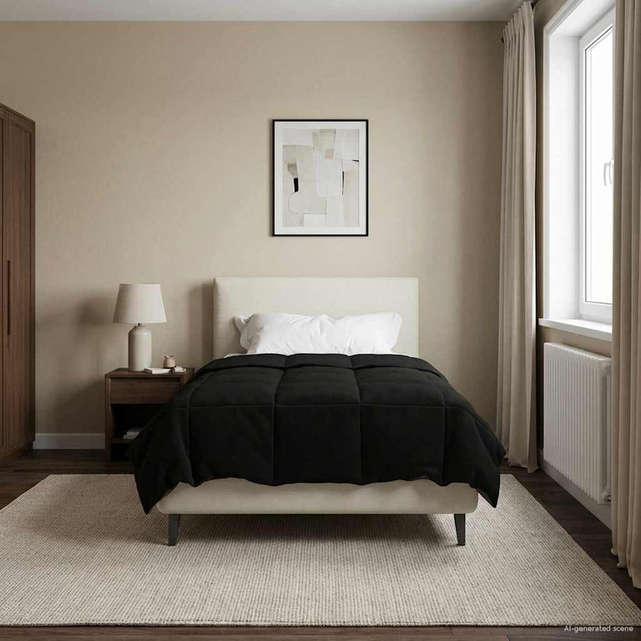 Winter Dekbed Gekwilt Zwart 135 x 220 cm Microfiber