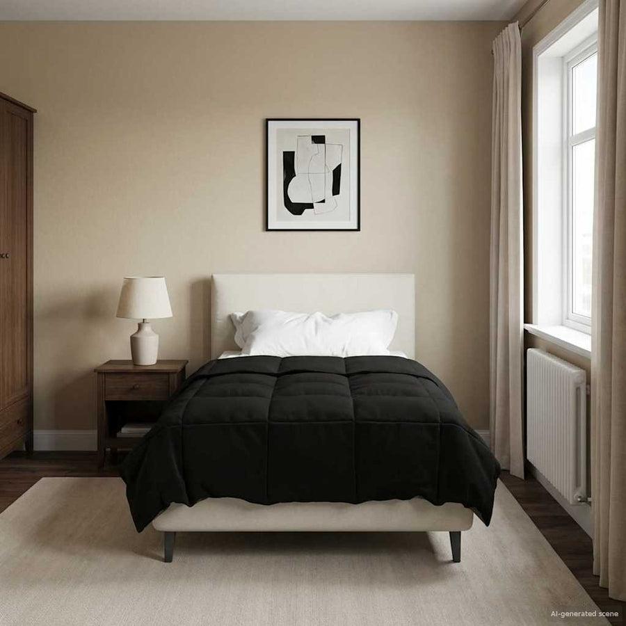 Winter Dekbed Gekwilt Zwart 140 x 220 cm Microfiber