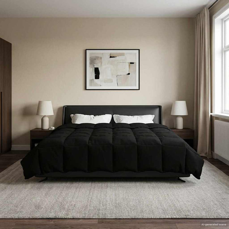 Winter Dekbed Gekwilt Zwart 200 x 220 cm Microfiber