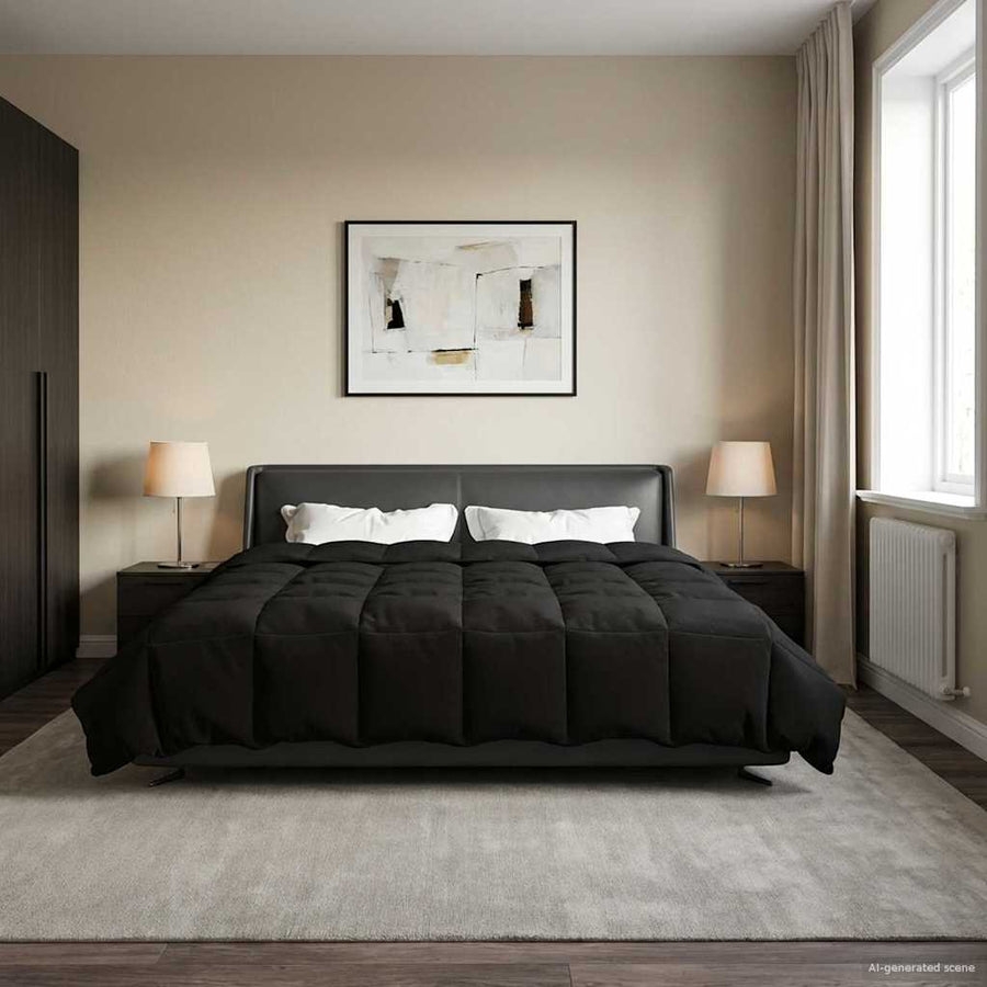 Winter Dekbed Gekwilt Zwart 220 x 240 cm Microfiber
