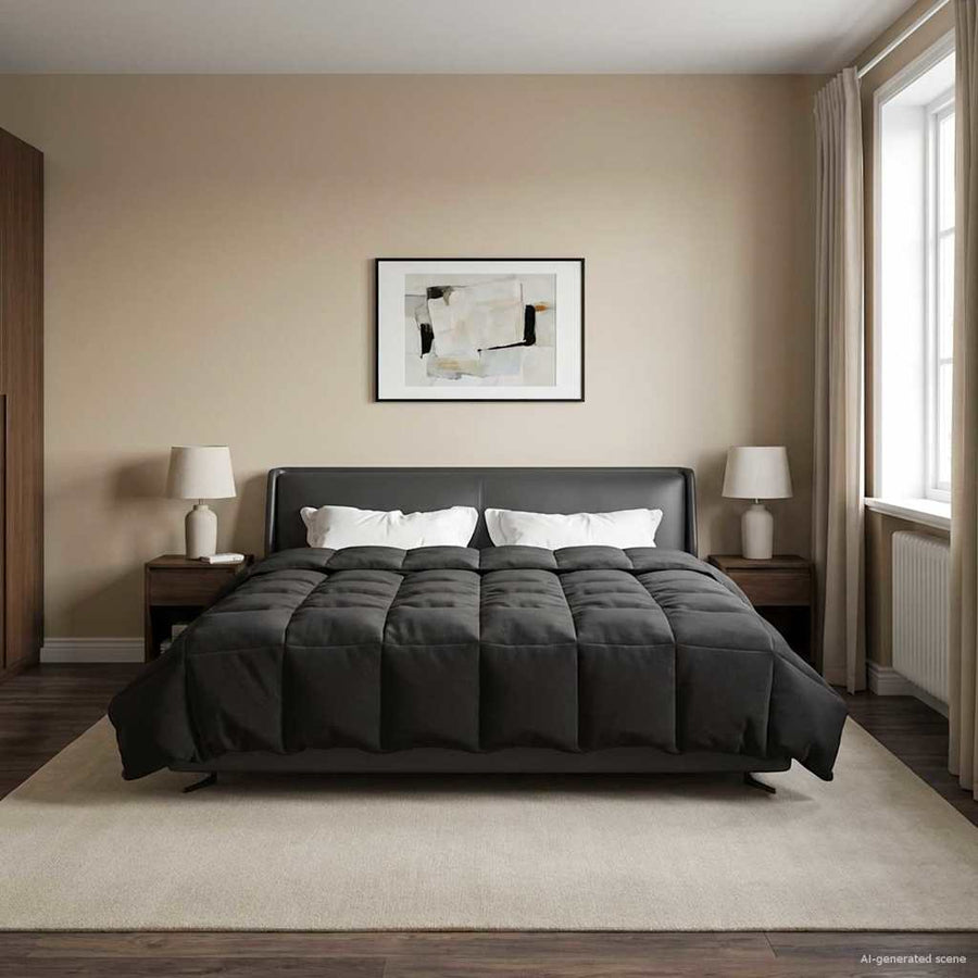 Winter Dekbed Gekwilt Zwart 220 x 260 cm Microfiber