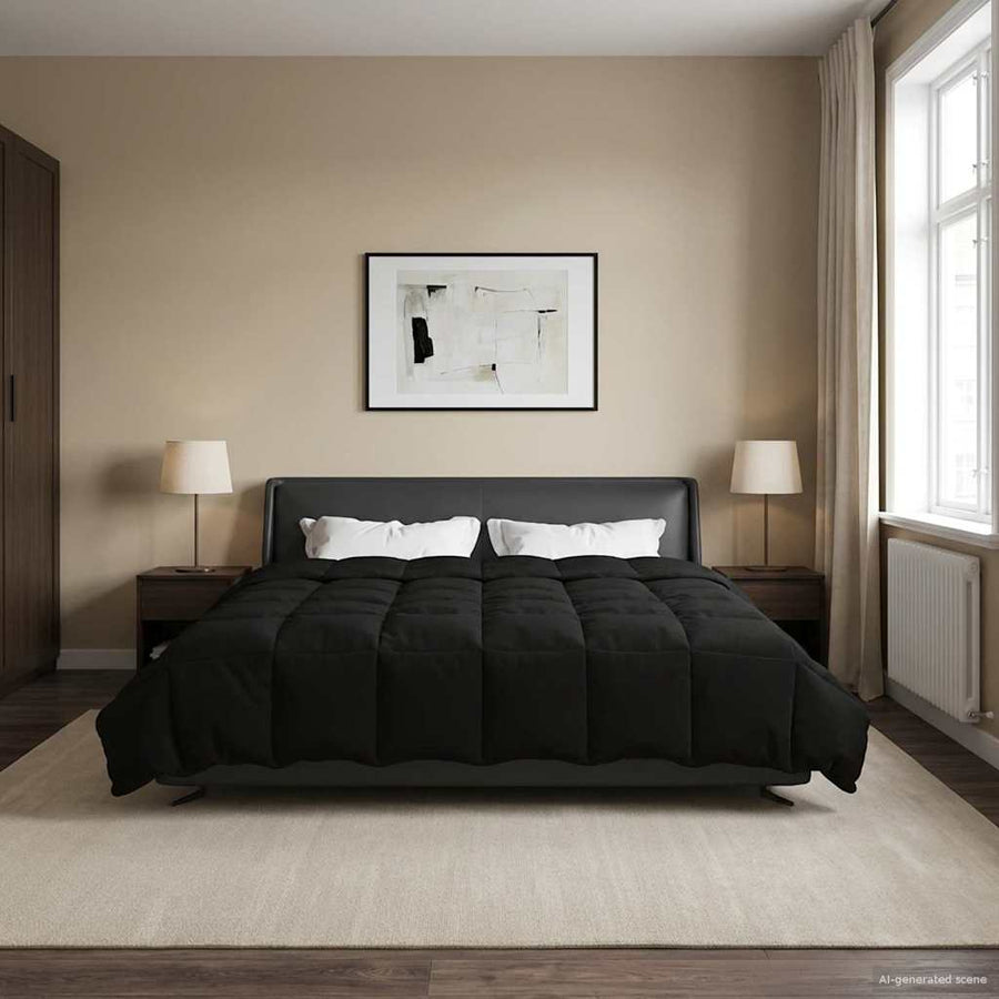 Winter Dekbed Gekwilt Zwart 240 x 260 cm Microfiber