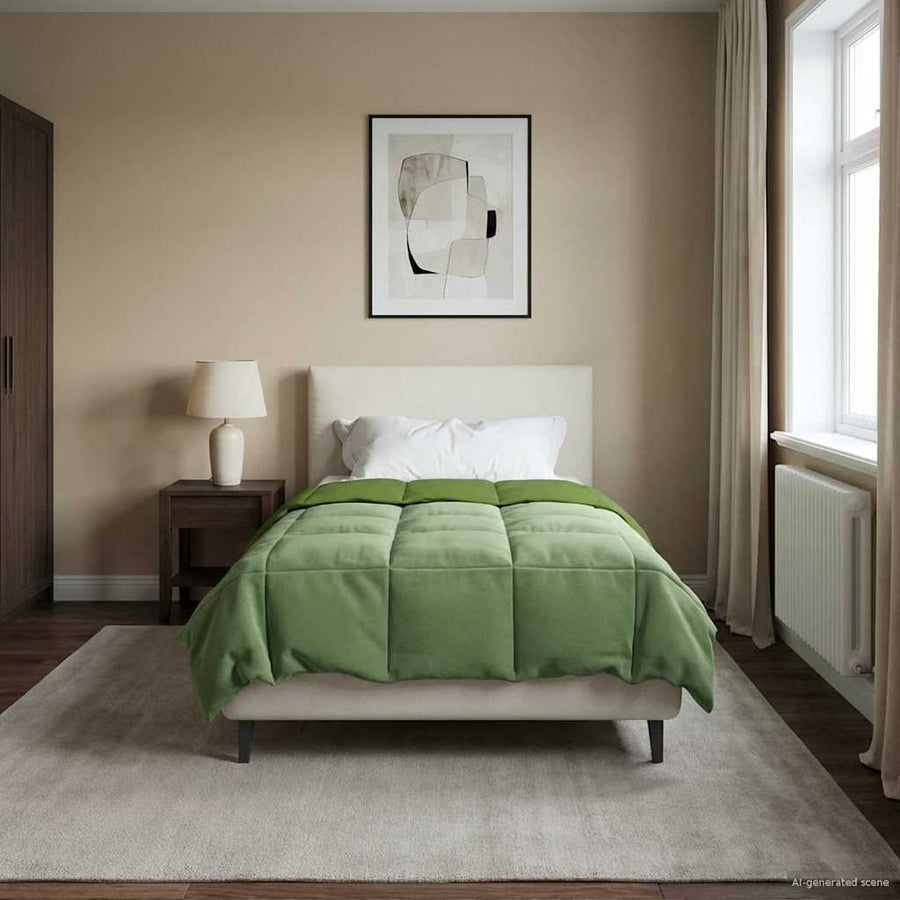 Winter Dekbed Gekwilt Groen 135 x 200 cm Microfiber
