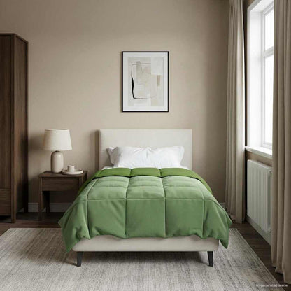 Winter Dekbed Gekwilt Groen 140 x 200 cm Microfiber