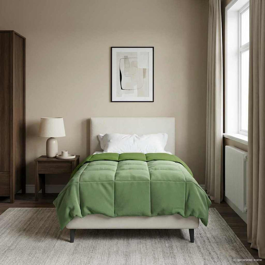 Winter Dekbed Gekwilt Groen 140 x 200 cm Microfiber