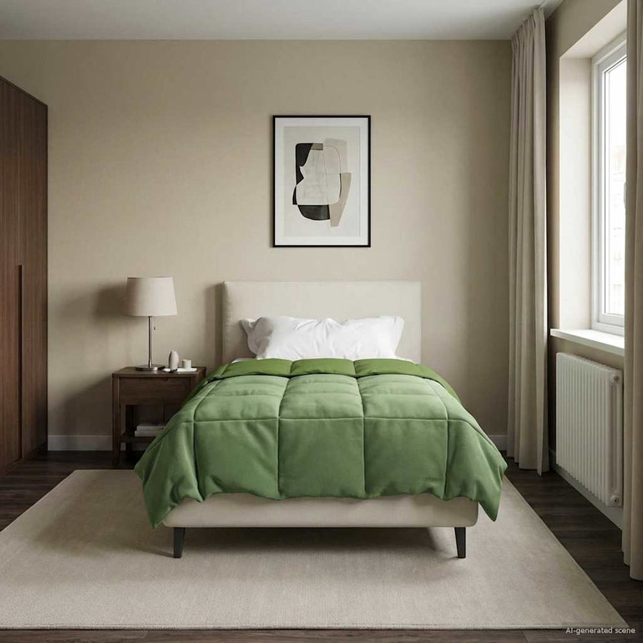 Winter Dekbed Gekwilt Groen 155 x 200 cm Microfiber