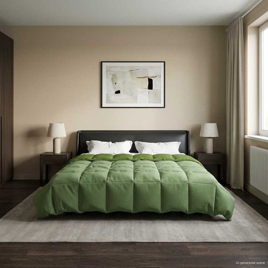 Winter Dekbed Gekwilt Groen 200 x 200 cm Microfiber
