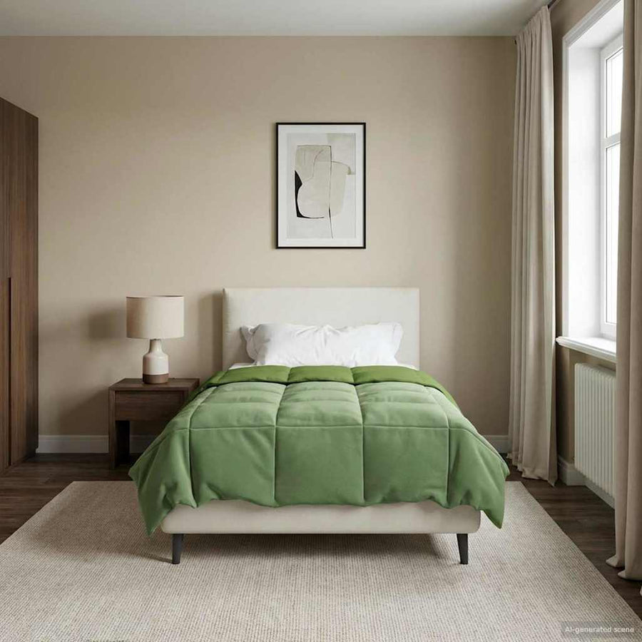 Winter Dekbed Gekwilt Groen 135 x 200 cm Microfiber