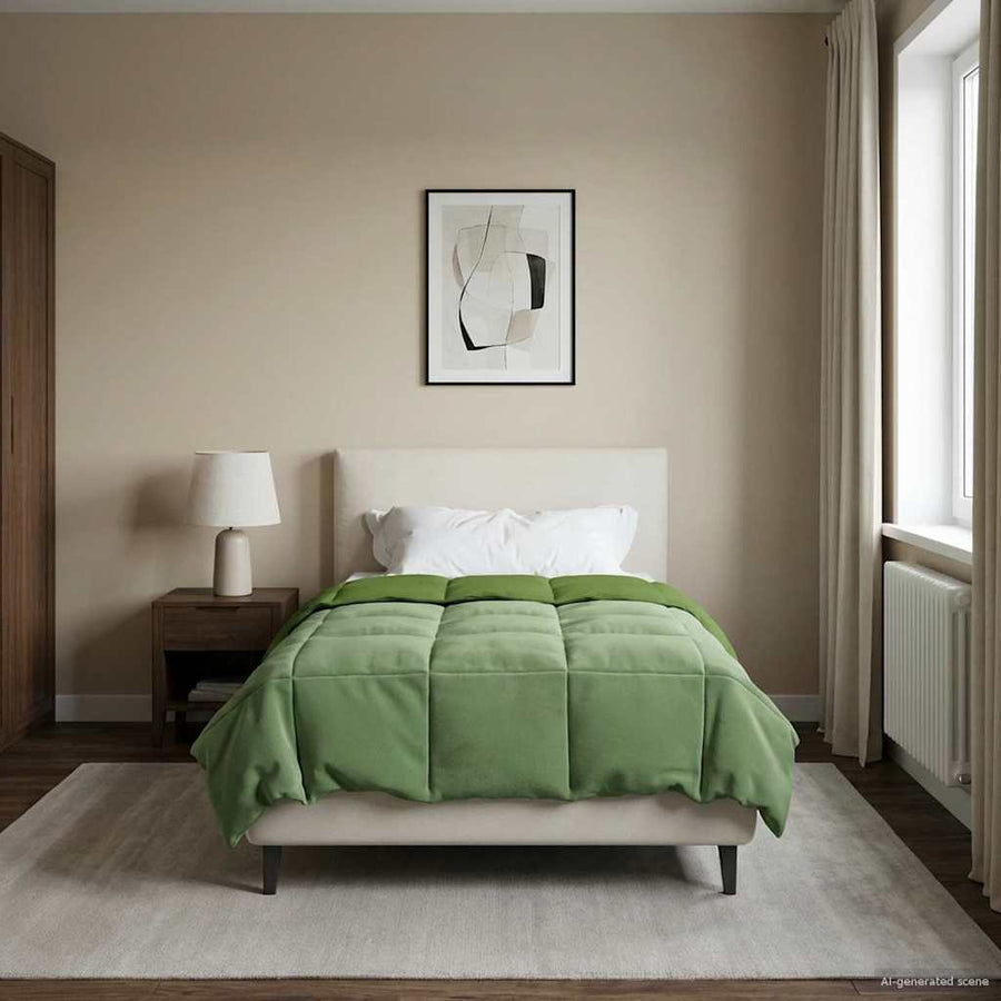 Winter Dekbed Gekwilt Groen 140 x 220 cm Microfiber