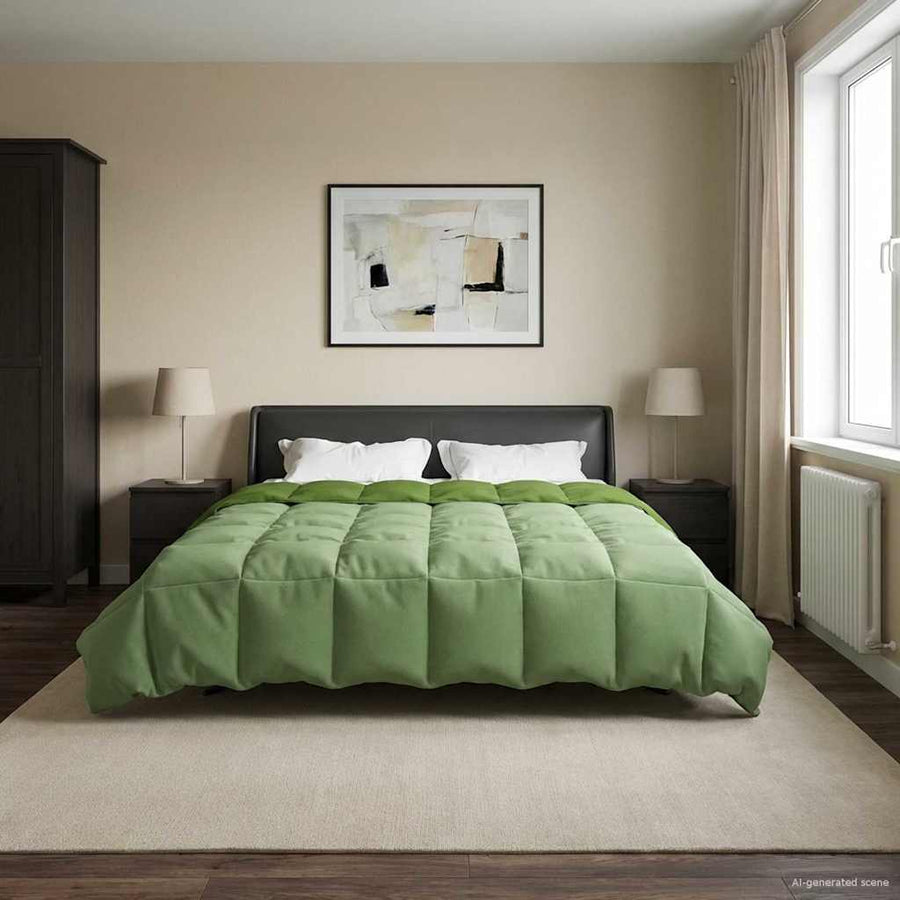 Winter Dekbed Gekwilt Groen 200 x 220 cm Microfiber