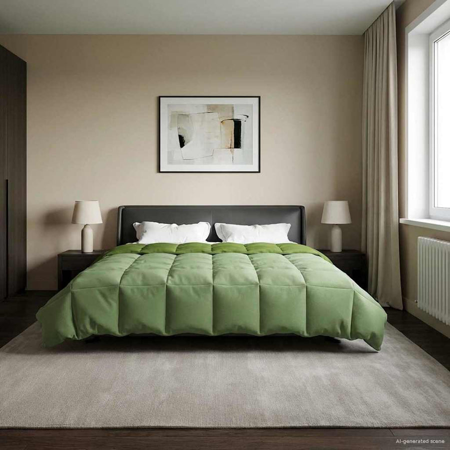 Winter Dekbed Gekwilt Groen 220 x 260 cm Microfiber