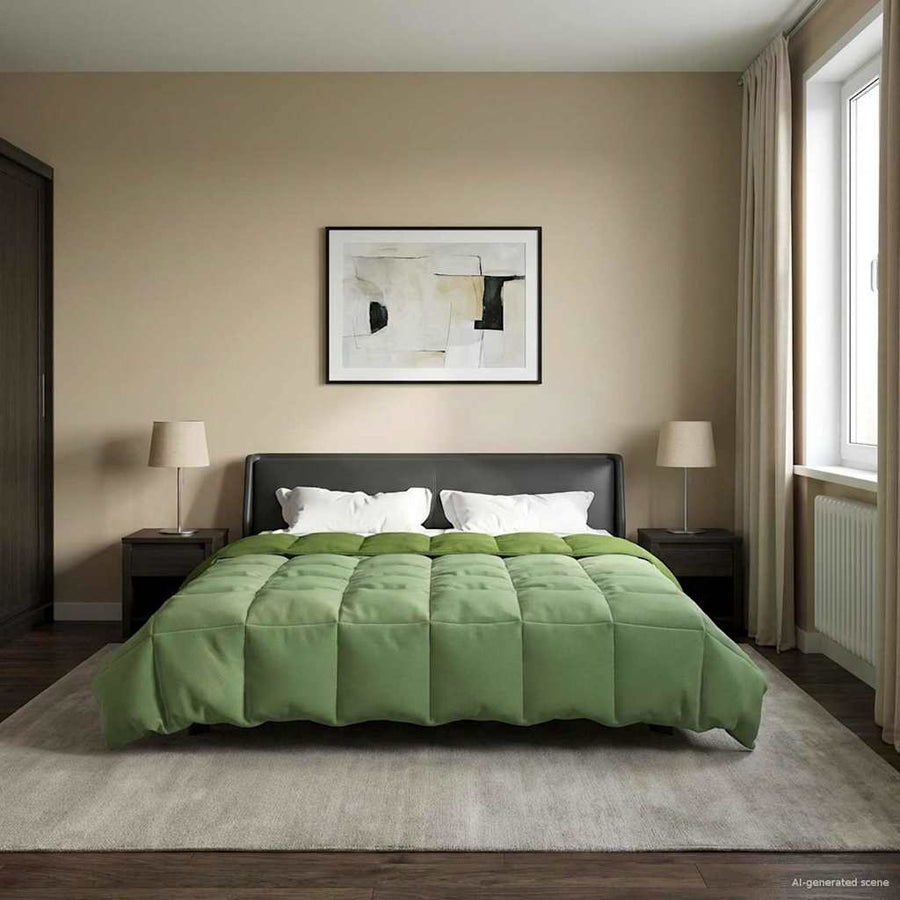 Winter Dekbed Gekwilt Groen 240 x 260 cm Microfiber