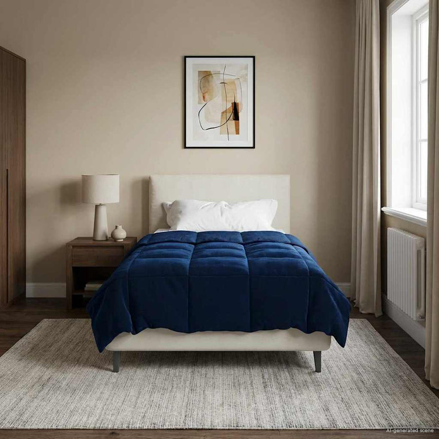 Winter Dekbed Gekwilt Donkerblauw 135 x 200 cm Microfiber