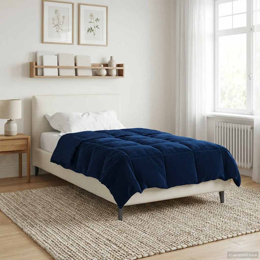 Winter Dekbed Gekwilt Donkerblauw 140 x 200 cm Microfiber