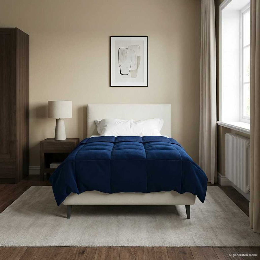 Winter Dekbed Gekwilt Donkerblauw 140 x 200 cm Microfiber
