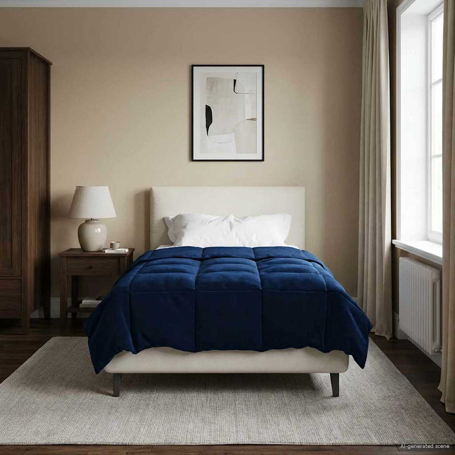Winter Dekbed Gekwilt Donkerblauw 155 x 200 cm Microfiber
