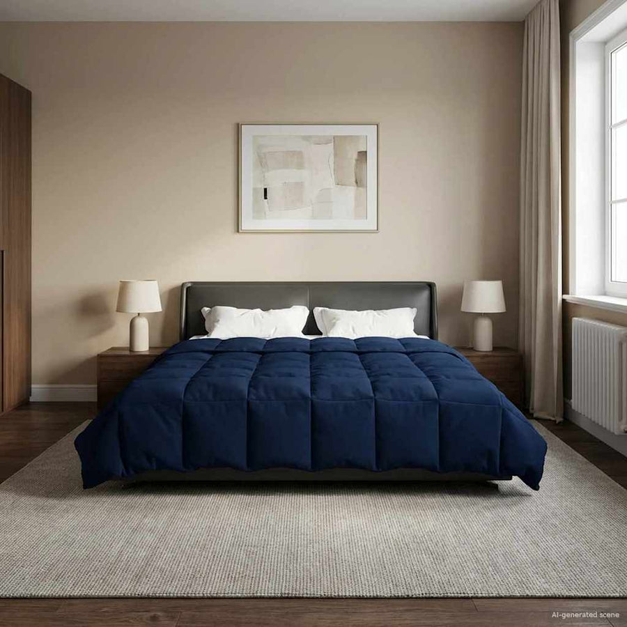 Winter Dekbed Gekwilt Donkerblauw 200 x 200 cm Microfiber