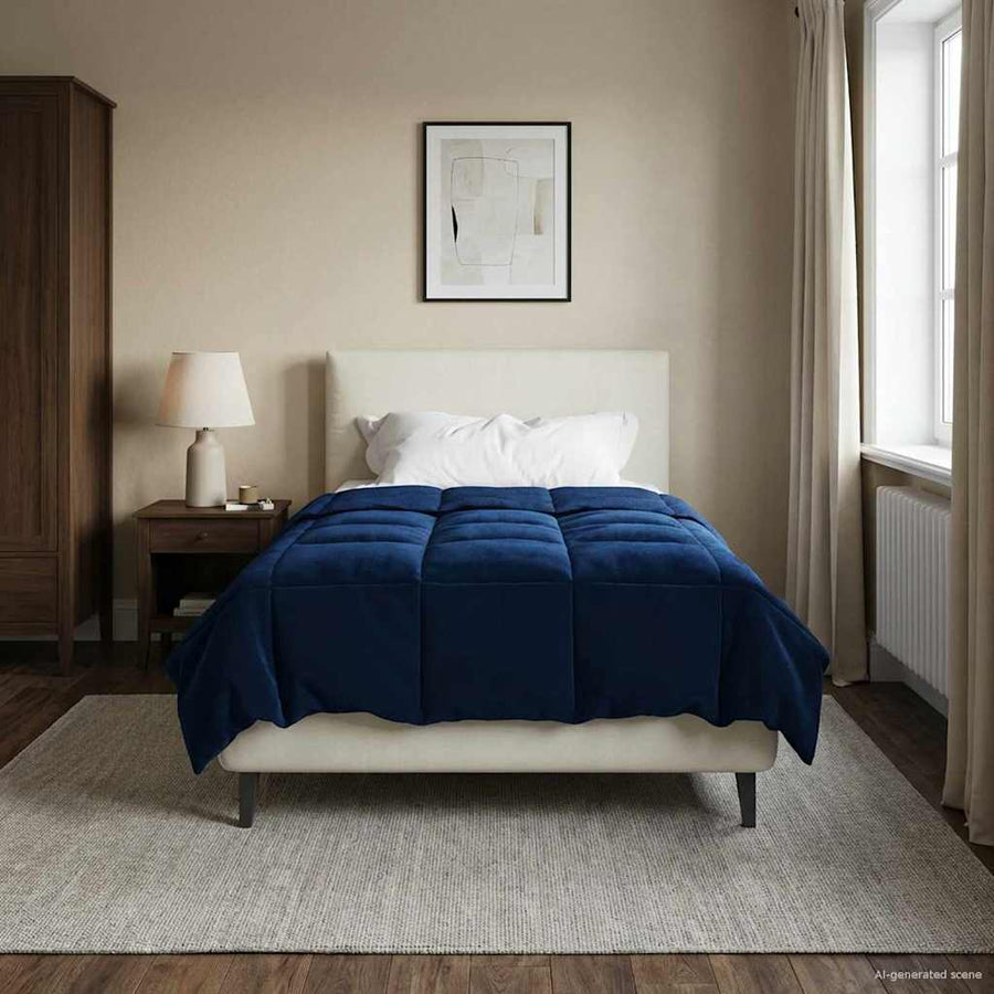 Winter Dekbed Gekwilt Donkerblauw 135 x 220 cm Microfiber