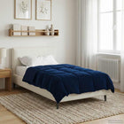Winter Quilted Duvet Dark Blue 140 x 220 cm Microfiber