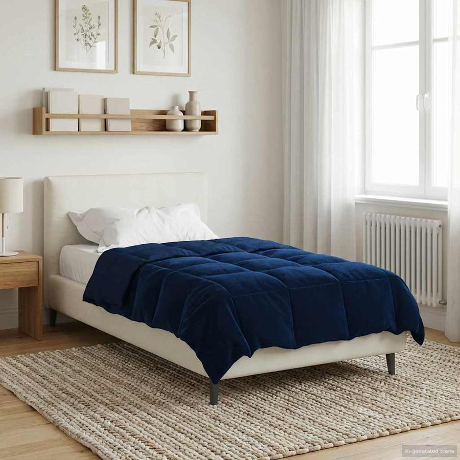 Winter Dekbed Gekwilt Donkerblauw 140 x 220 cm Microfiber