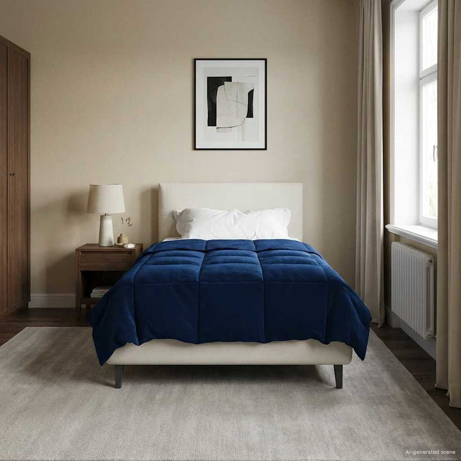 Winter Dekbed Gekwilt Donkerblauw 155 x 220 cm Microfiber