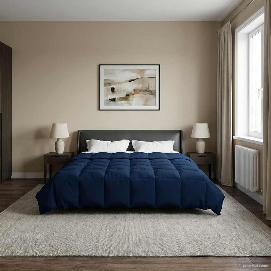 Winter Dekbed Gekwilt Donkerblauw 200 x 220 cm Microfiber