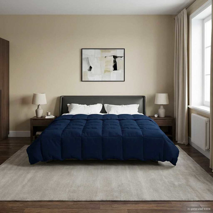 Winter Dekbed Gekwilt Donkerblauw 220 x 240 cm Microfiber