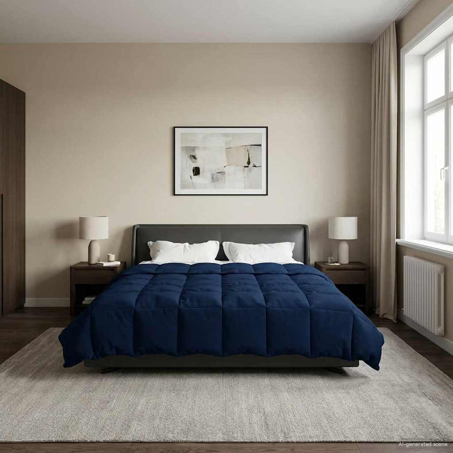 Winter Dekbed Gekwilt Donkerblauw 220 x 260 cm Microfiber