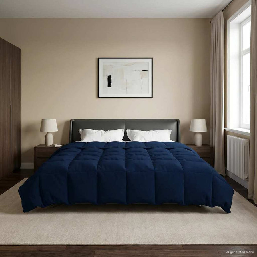Winter Dekbed Gekwilt Donkerblauw 240 x 260 cm Microfiber