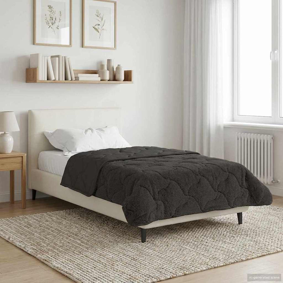 Zomer Dekbed Antraciet 135 x 200 cm Microfiber en Teddy fleece